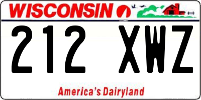 WI license plate 212XWZ