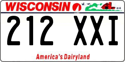 WI license plate 212XXI