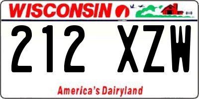 WI license plate 212XZW