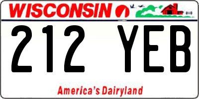 WI license plate 212YEB