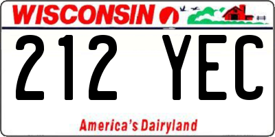 WI license plate 212YEC
