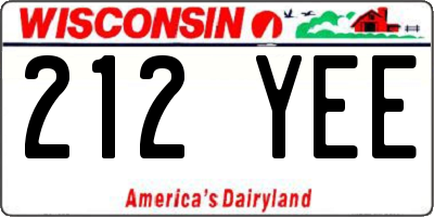 WI license plate 212YEE