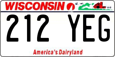 WI license plate 212YEG