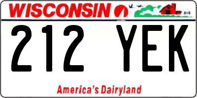 WI license plate 212YEK