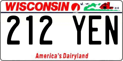 WI license plate 212YEN