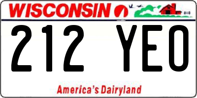 WI license plate 212YEO
