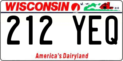 WI license plate 212YEQ