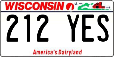 WI license plate 212YES