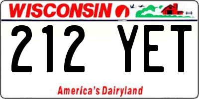 WI license plate 212YET