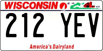WI license plate 212YEV