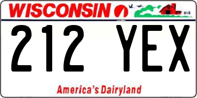 WI license plate 212YEX