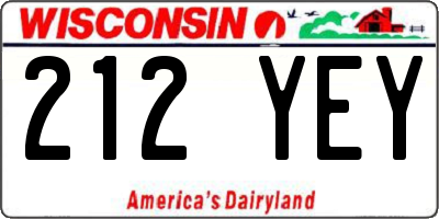 WI license plate 212YEY