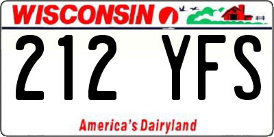 WI license plate 212YFS