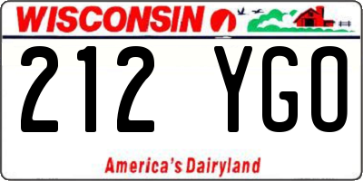 WI license plate 212YGO