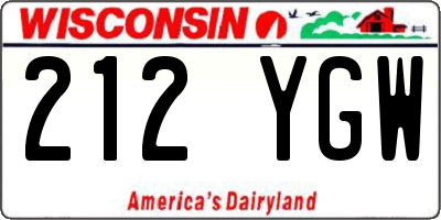 WI license plate 212YGW