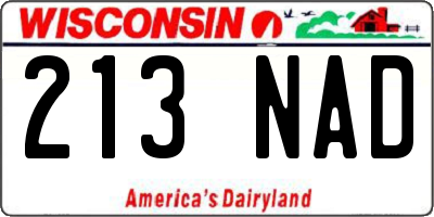 WI license plate 213NAD