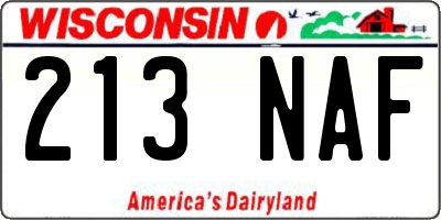 WI license plate 213NAF