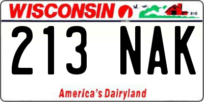 WI license plate 213NAK