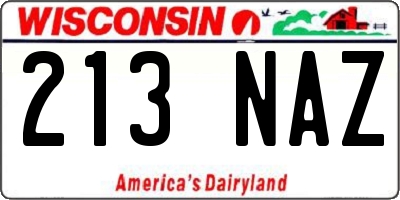WI license plate 213NAZ