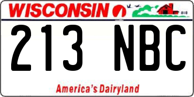 WI license plate 213NBC