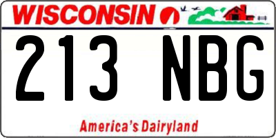 WI license plate 213NBG