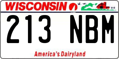 WI license plate 213NBM