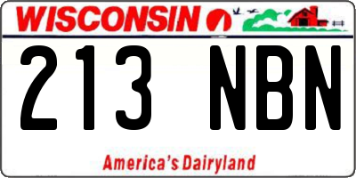 WI license plate 213NBN