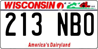 WI license plate 213NBO