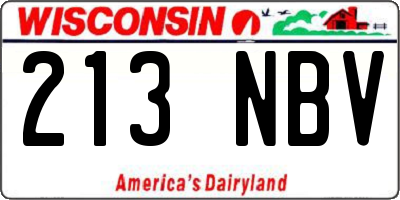 WI license plate 213NBV