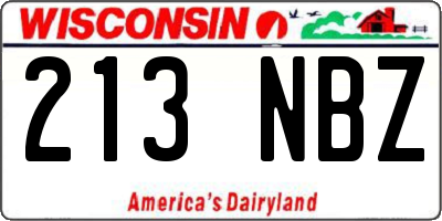 WI license plate 213NBZ
