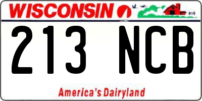 WI license plate 213NCB