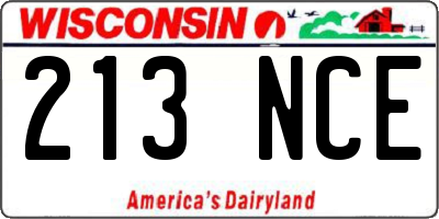 WI license plate 213NCE