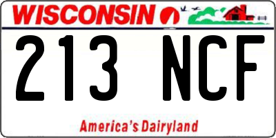 WI license plate 213NCF