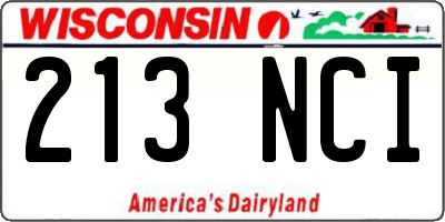 WI license plate 213NCI