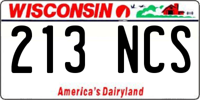 WI license plate 213NCS
