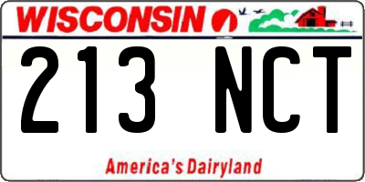 WI license plate 213NCT