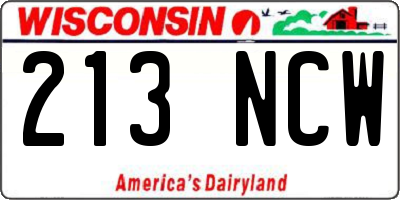 WI license plate 213NCW