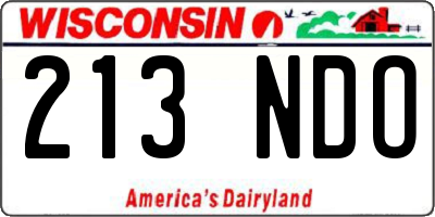 WI license plate 213NDO
