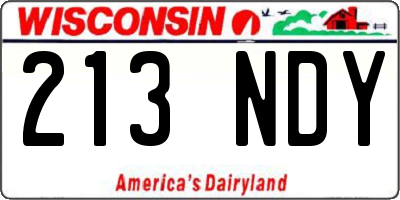 WI license plate 213NDY
