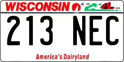 WI license plate 213NEC