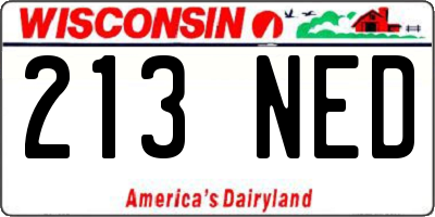 WI license plate 213NED