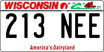 WI license plate 213NEE