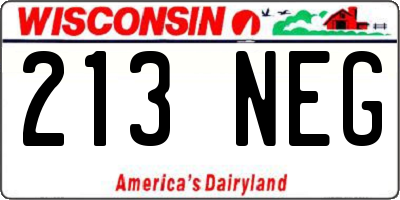 WI license plate 213NEG