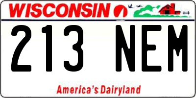 WI license plate 213NEM