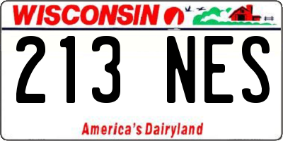 WI license plate 213NES