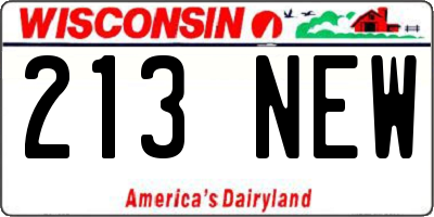 WI license plate 213NEW