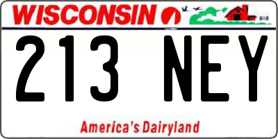 WI license plate 213NEY