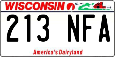 WI license plate 213NFA