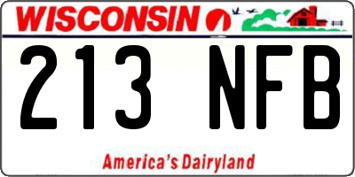 WI license plate 213NFB