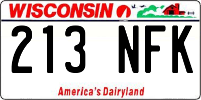 WI license plate 213NFK